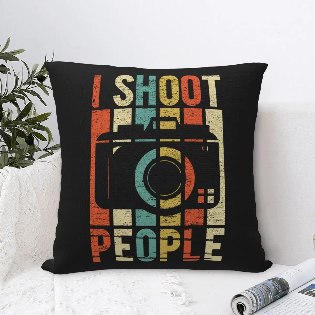 Vintage Shoot People Photographer Pillowcase Polyester Cushion Cover Decoration Pillow Case Cover Sofa Square 45X45cm