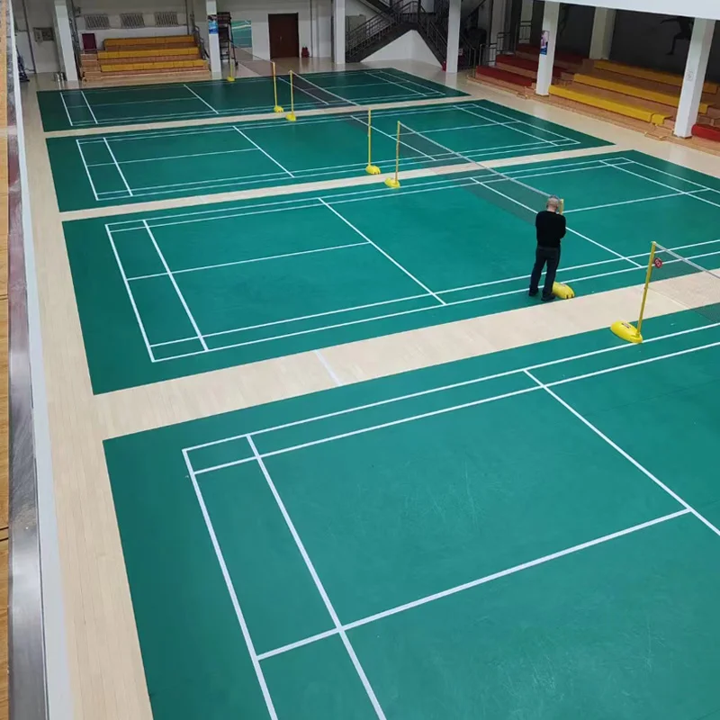 Beable Affordable Professional Vinyl Standard Badminton Court Solutions Green Red Purple 4.5 to 8.0mm Thickness PVC Sports Floor