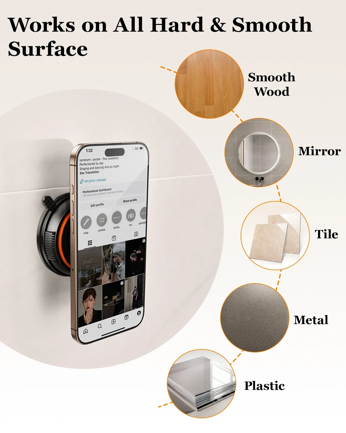 Dudukan ponsel cangkir hisap Desktop Oatsbasf dudukan ponsel lipat dengan pengisap magnetis yang dapat diputar dengan Hands-Free braket ponsel malas