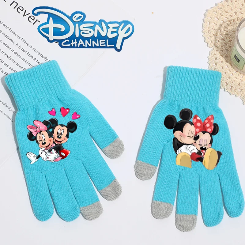 Disney Outdoor Sports Gloves Mickey High Quality Touch Screen Glove Warm Knit Mittens Winter Cycling Ski Glove Kawaii Child Gift