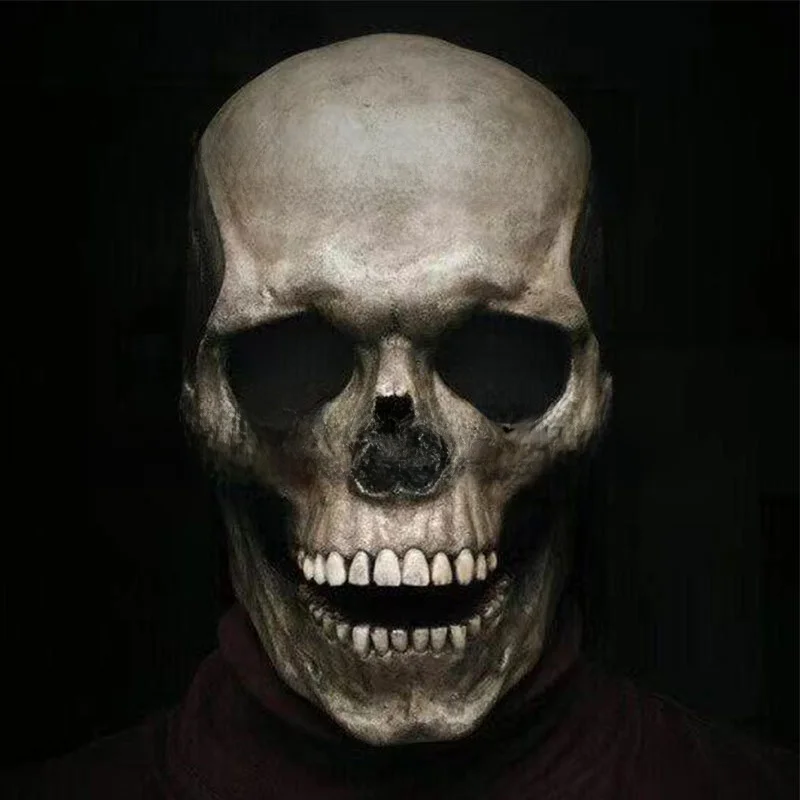

New loween Personalized Skeleton Head Mask Scary Zombie Prop Latex Skull Head Mask with Moving Mouth for Women's Faion