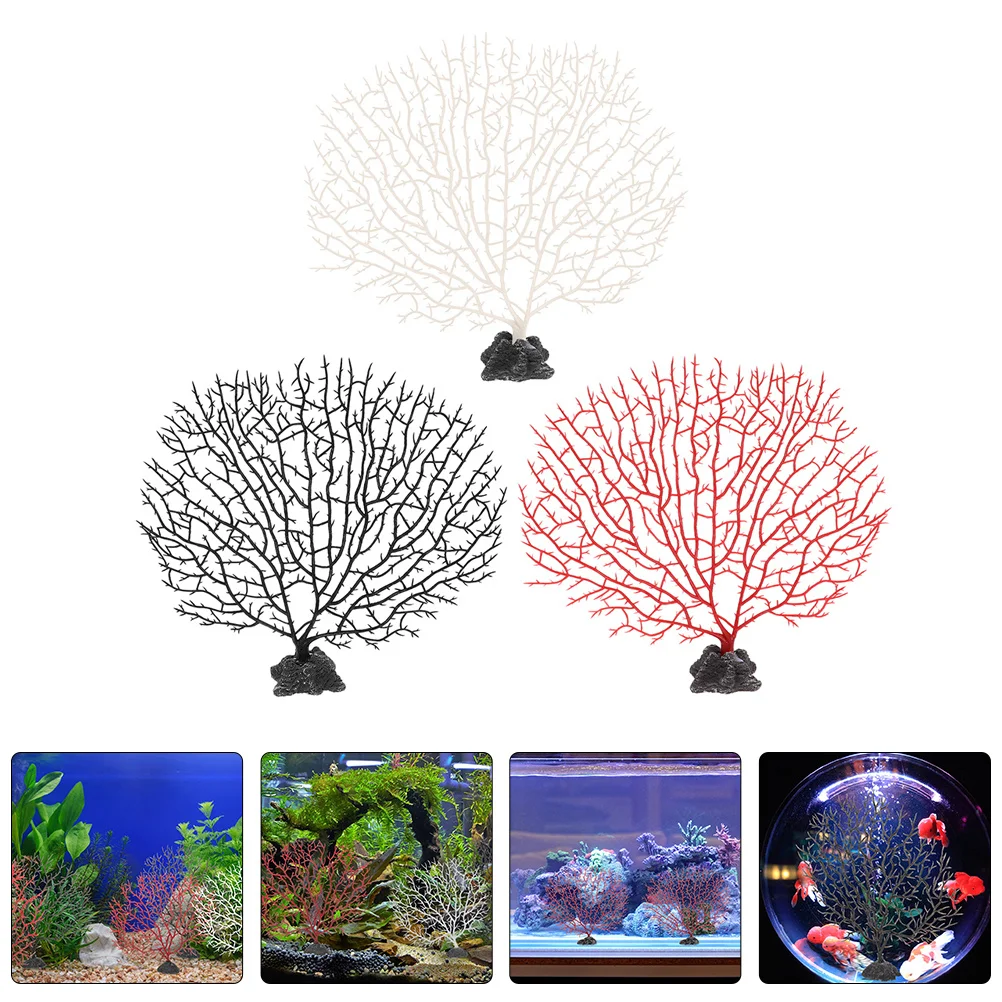 

3pcs Simulated Tree Resin Material Soft Durable Fish Tank Decor For Aquarium Landscaping Fake Coral Decoration Coral