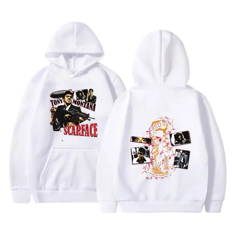 العصابات الشهيرة سكارفيس توني مونتانا آل باتشينو مقنعين البلوز الرجال موضة القطبية البلوز الرجال خمر مقنعين البلوز