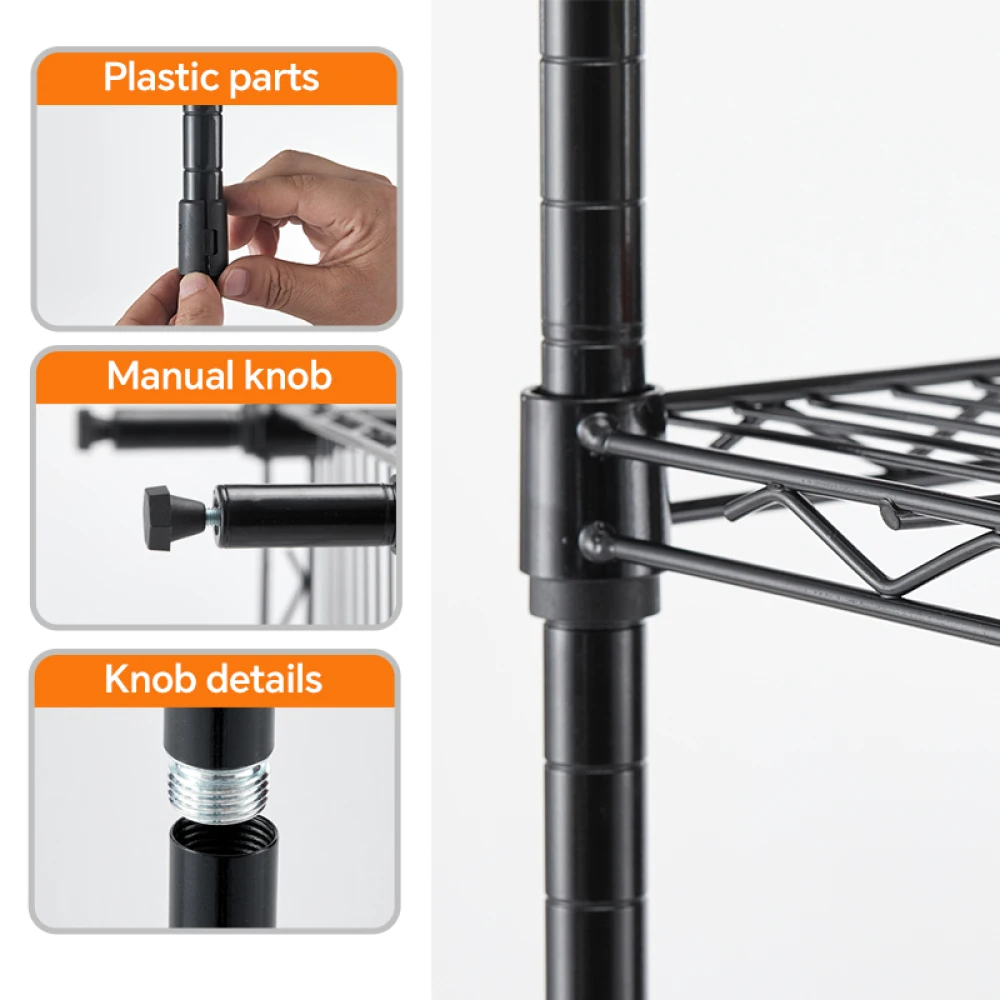 Wire Shelving Rack, Adjustable Shelves, Standing Storage Units for Laundry, Bathroom, Kitchen, Pantry, Closet.