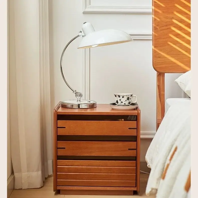 Medieval style solid wood bedside table Modern simple bedroom Vintage small storage Home bedside Chinese locker