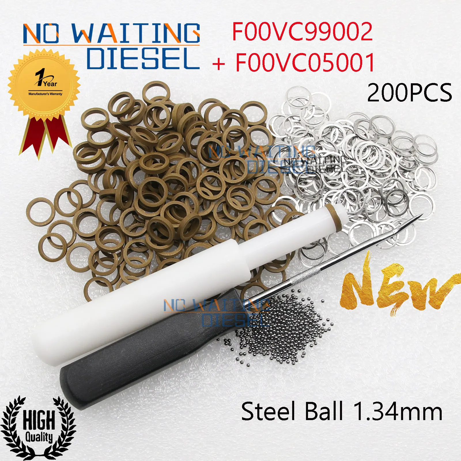 

200PCS Sealing Ring F00VC99002 Steel Injector Balls F00VC05001 Steel Ball 1.34mm Repair Kits For Bosch