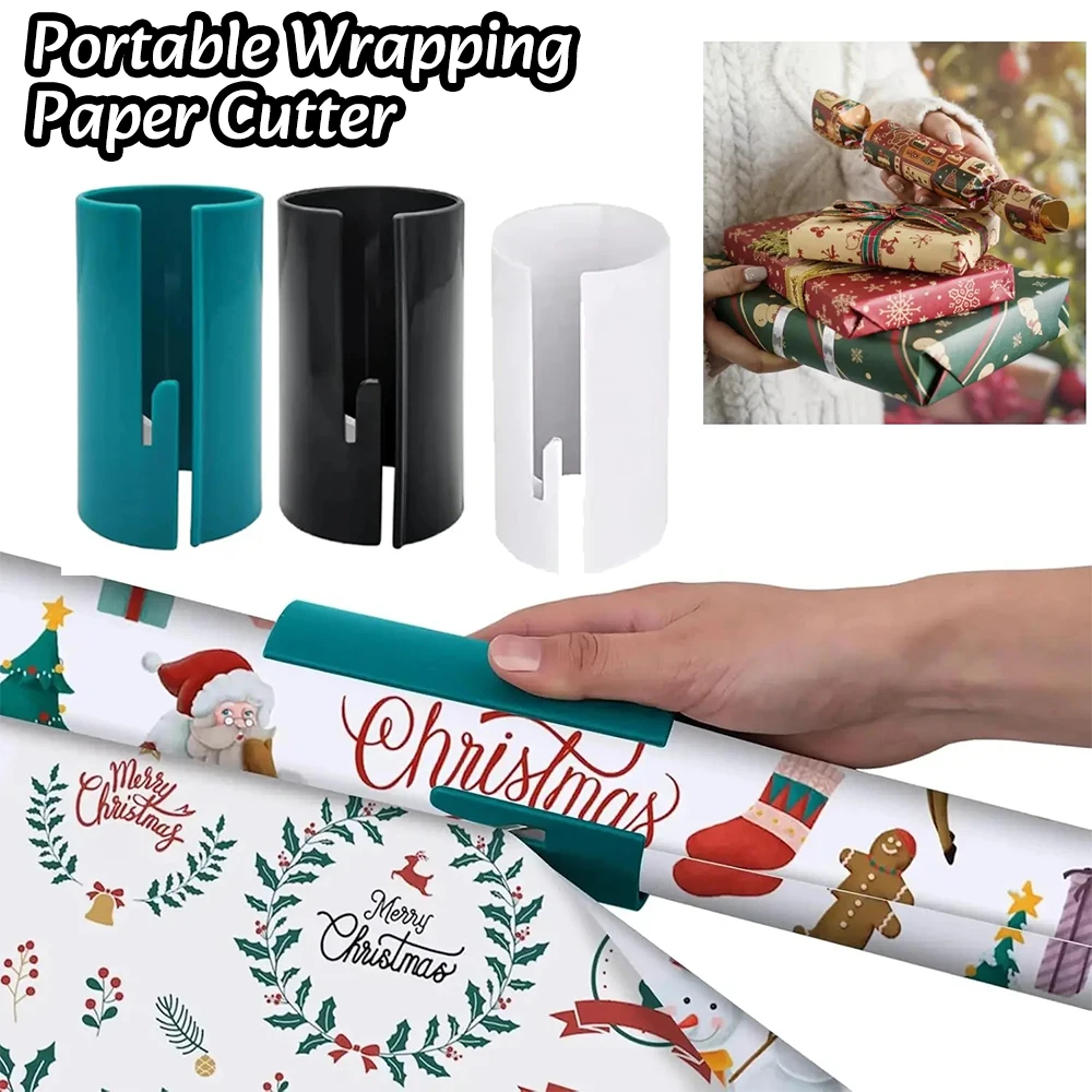 Coupe-papier d'emballage portable, couteau à papier pour emballages de Noël, coupe-papier à rouleaux, coupe-papier coulissant portable, coupe-papier sans effort
