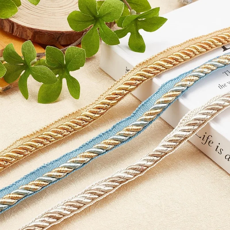 13.7 Yards Twisted Lip Cord Trim Twisted Cord Trim Ribbon 16mm Polyester Twisted Trim Cord Rope Embellishment for Home Decor