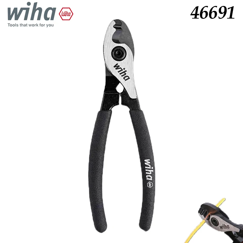 Wiha 46691 High Leverage Cable Cutter Heavy-Duty Wire Cutting Tool for Electricians & Telecommunication Workers