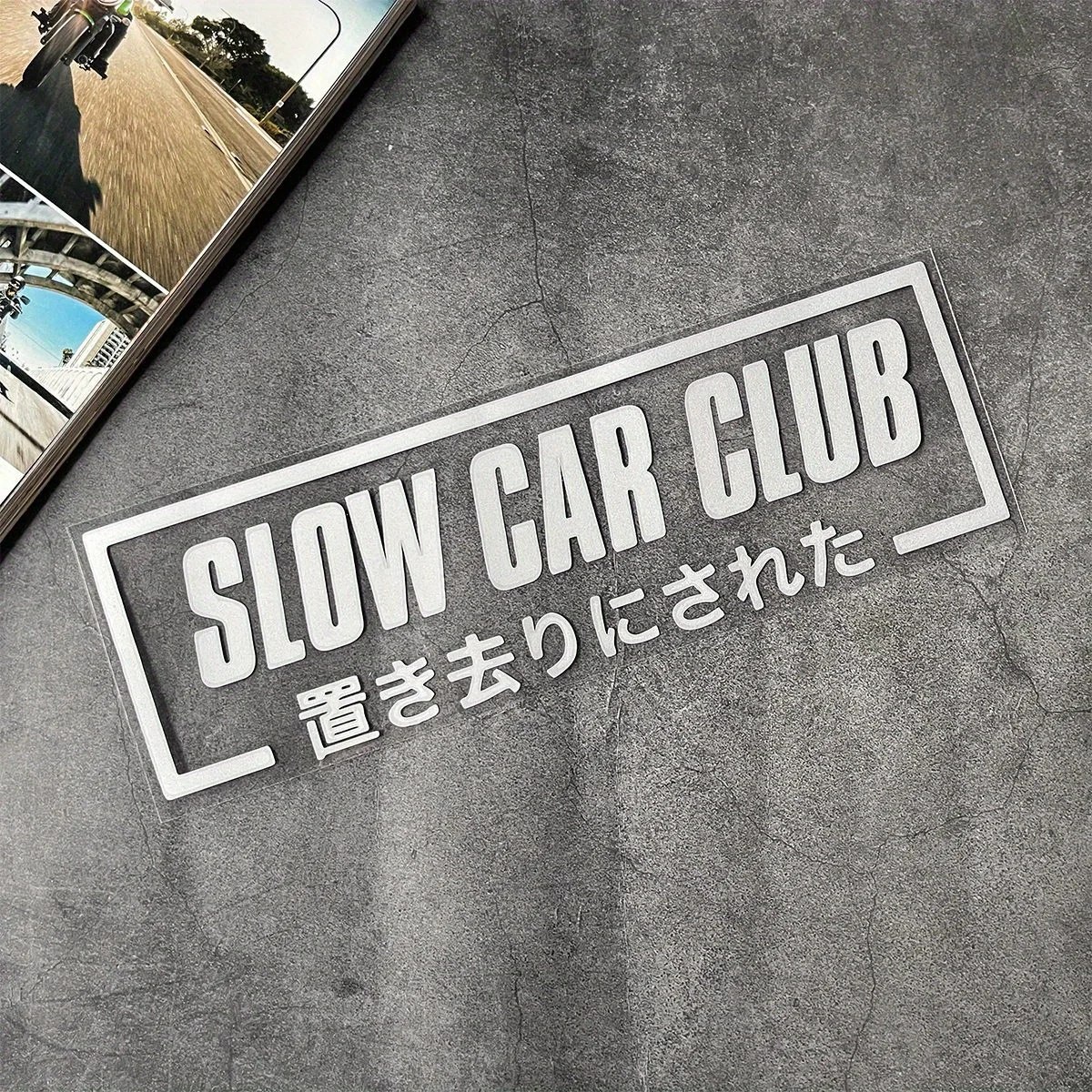 Picture 6: 1pc 2D Flat Slow Car Club Waterproof PVC Sticker, Humorous Design for Rear Windshield and Bumper, Easy Apply and Remove