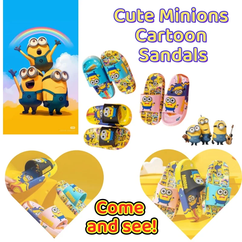 

Minions Cute Travel Slippers Home Parent Child Cool Slippers Cartoon Boys Summer Children Indoor Girls Anti slip
