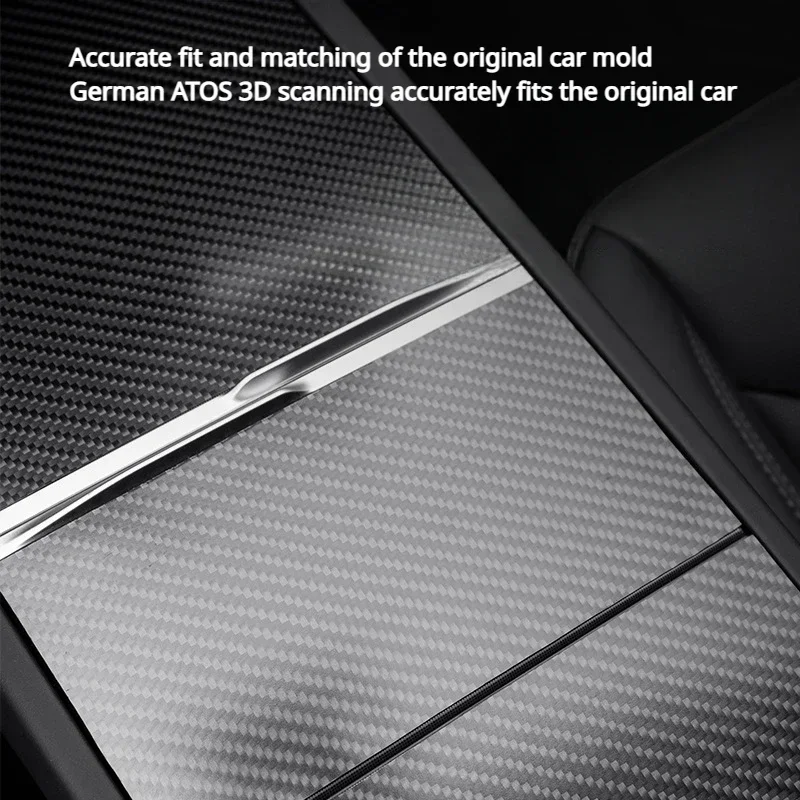 Central Control Panel for Tesla Model 3 Highland 2024 Real Carbon Fiber Console Cover Protective Film Stickers Car Accessories