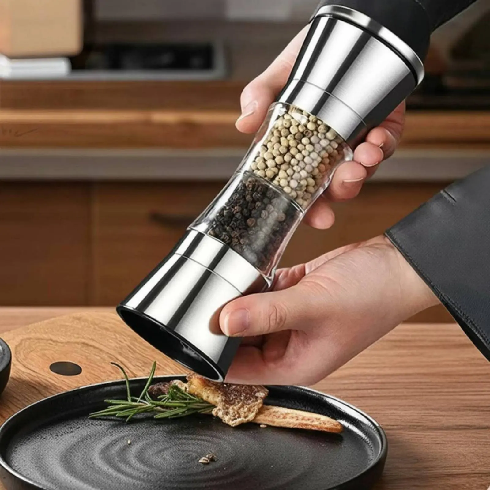 Manual Pepper Grinder Large Capacity Refillable Pepper Grinder Refillable Seasoning Mill Versatile for Dining Table