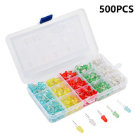 500PCS 5mm LED Diode Assorted Kit White Green Red Blue Yellow F3 F5 Light Emitting DIY LED Lights Diodes Electronic Kit