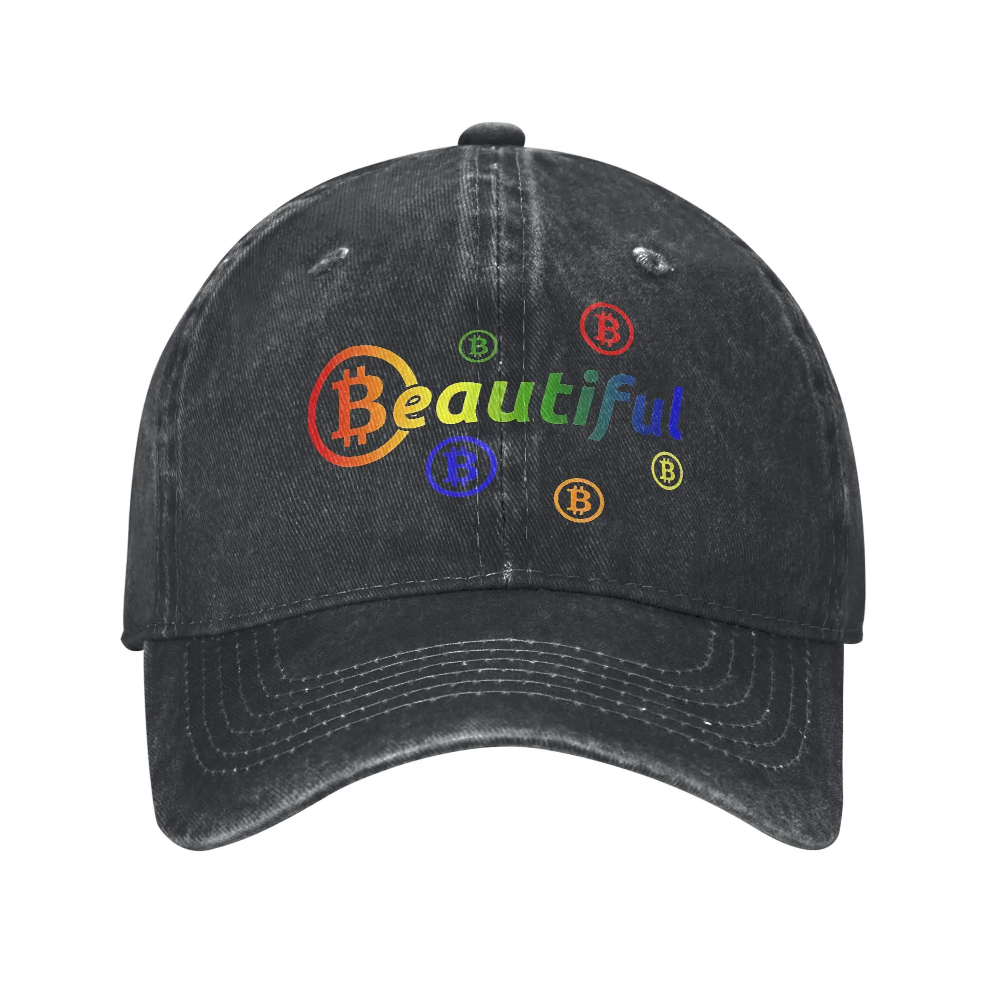 

Beautiful Bitcoin Rainbow Colors Sun Baseball Cap Men Adult Design Hip Hop Hats Summer Casual Running High Quality Baseball Cap