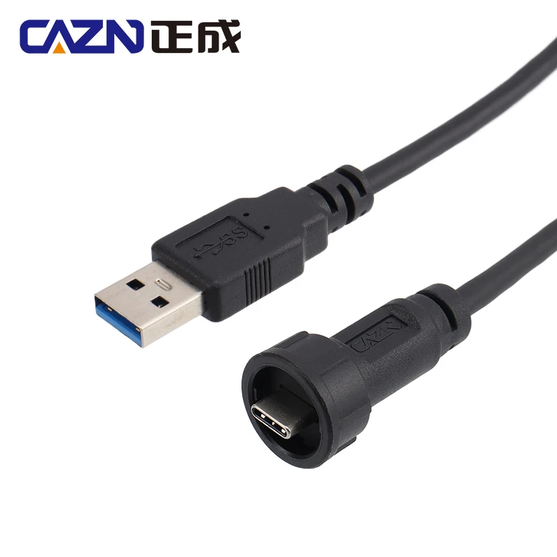 CAZN Waterproof IP67 IP68 Type C Male to USB Male Overmolded Cable Bayonet-type Type-C 3.0 5GB