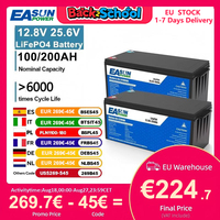 12V 24V 100Ah 200Ah Class A LiFePo4 Battery BMS Built-in Lithium Iron Phosphate 6000 Cycles Camping Applications