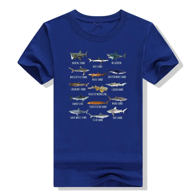 Shark Species Biology Different Types of Sharks T-Shirt Comics Apparel for Kids Adults Y2K Tops Graphic Tee Tops Gift Idea
