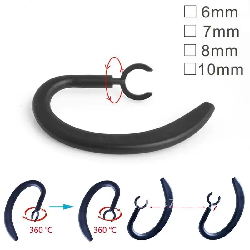 

Bluetooth Earphone Accessories 1Pair 6mm 7mm 8mm 10mm silicone Earhook Loop Clip Headset Ear Hook Black/Clear