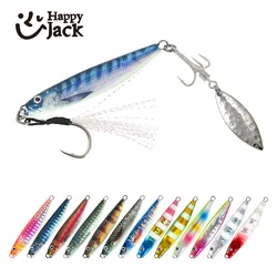 Happyjack  Fishing lure metal Jig 3D Print Metal Cast Jigging 10g 15g 20g 30g Shore Spoon Bass  Artificial Wobbler Hard Bait