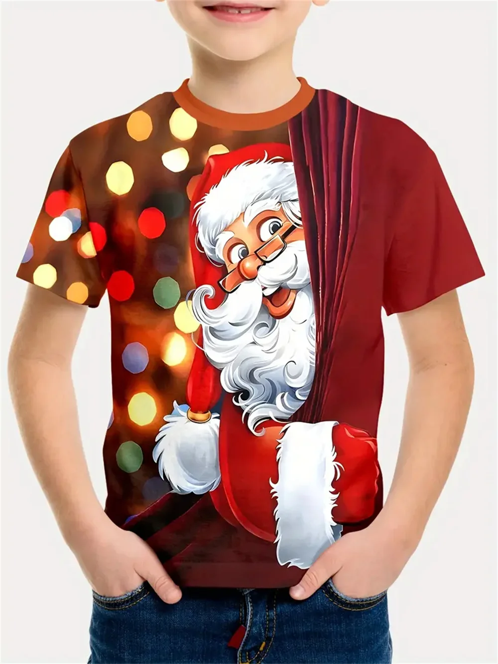 2025 3d Printed Christmas Santa Claus Casual Children's Clothing Top Tee Boys Girls T-Shirts Clothing New Year T-Shirts