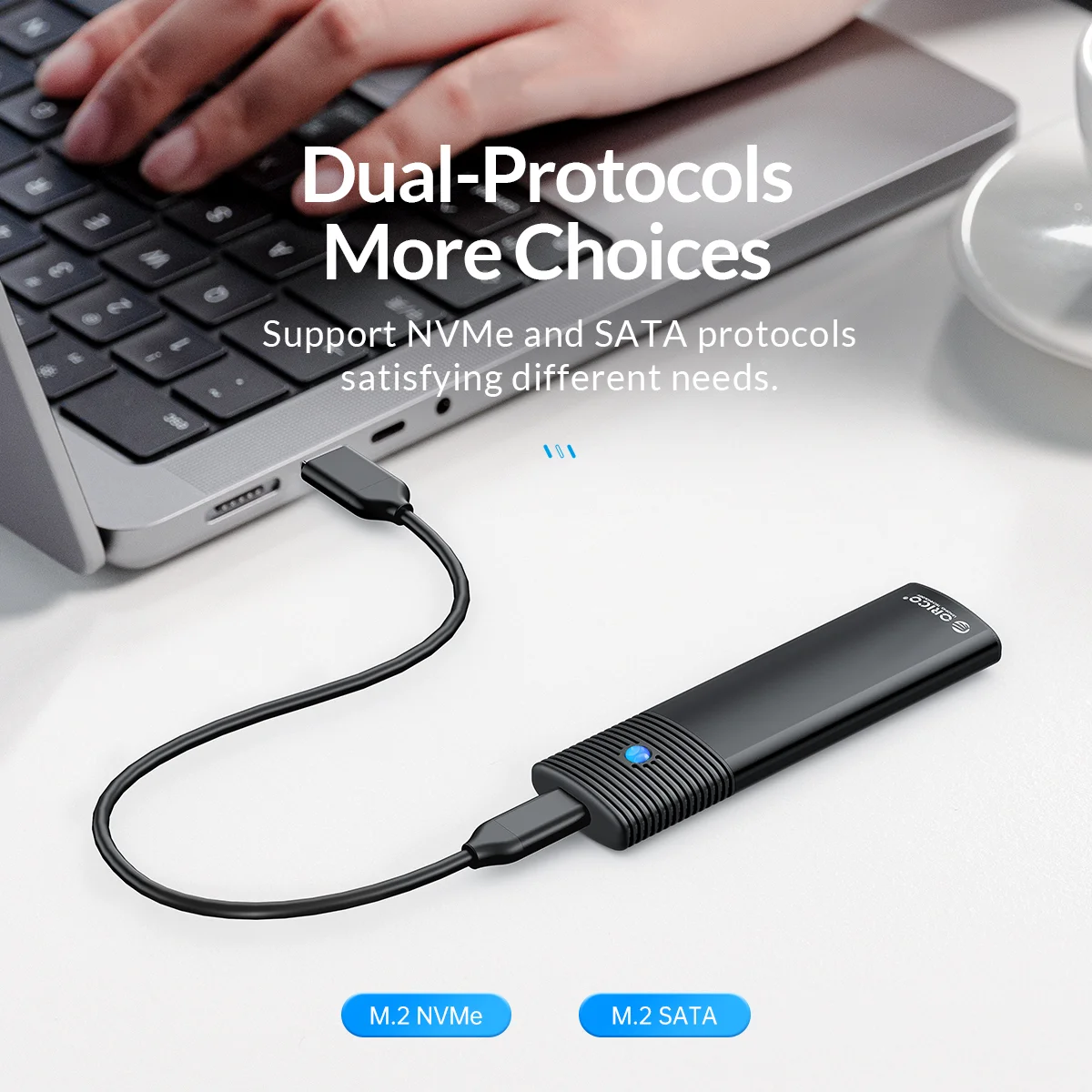 ORICO Colorful M.2 NVMe SSD Enclosure 10Gbps USB C Aluminum Cooling Portable External SSD Case For Notebook Designer Gamers