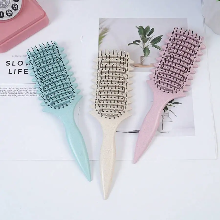 

Ribbed Hollow Massage Comb For Bouncy Curls And Defined Styling Macaron Colors