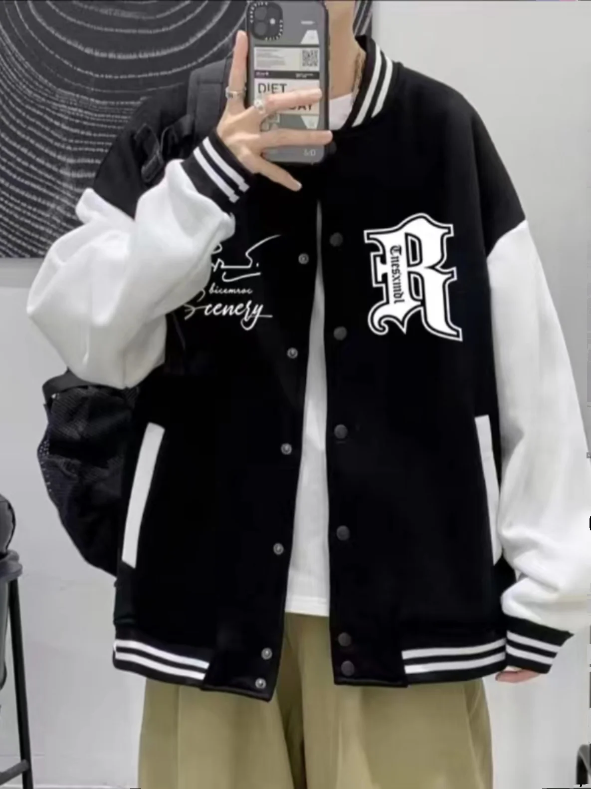 

Подростковая бейсбольная куртка для мужчин, новинка 2026 года, свободный крой, американский модный бренд, на флисовой подкладке, с цветными блоками и надписями, бейсбольная куртка