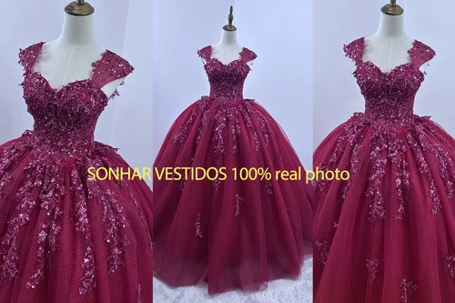 Imagen 2 del producto Vestidos de fiesta con purpurina de lujo, 15 vestidos de quinceañera, vestido de baile elegante con hombros descubiertos, vestido de fiesta de 15 años, personalizado, 2025