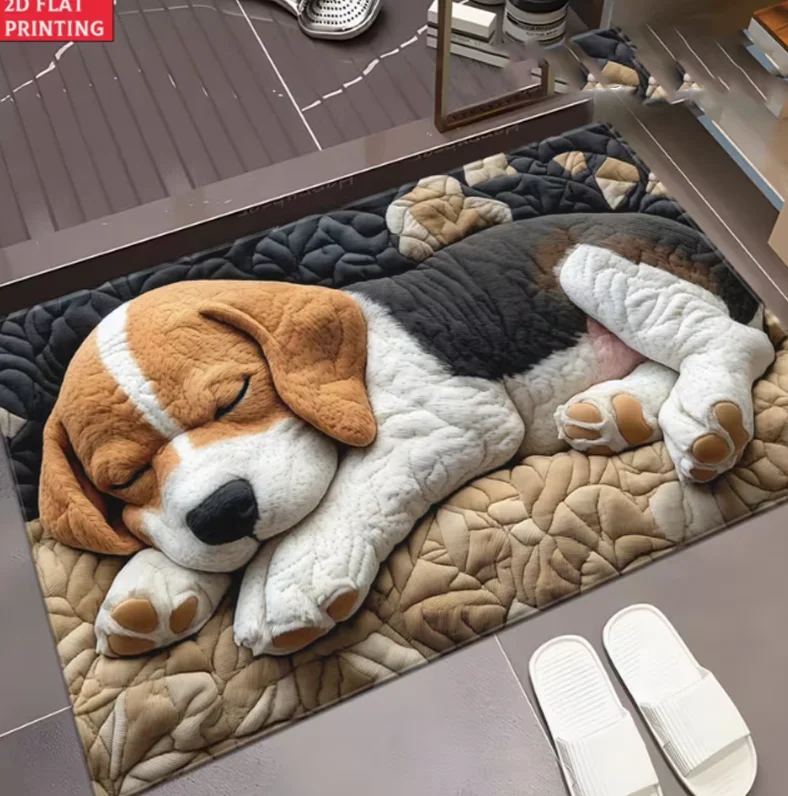 2D Flache Schlafende Hundetürmatte Maschinenwaschbare Außenmatte Geeignet für Schlafzimmer Wohnzimmer Eingang Heimdekoration Teppich