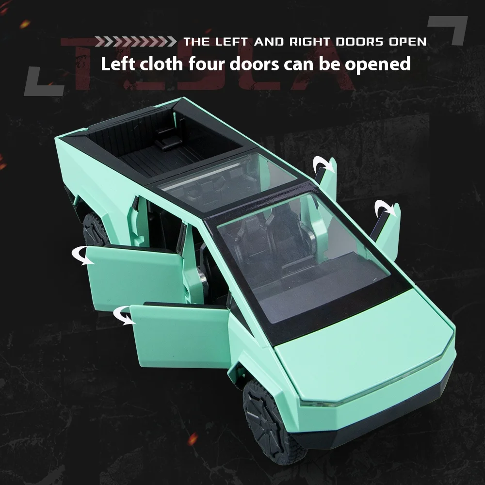 Camión Cybertruck para niños, modelo de aleación, juguete para niño, sonido de simulación, colección de modelos de coches, regalos, decoraciones de escritorio, 1/32