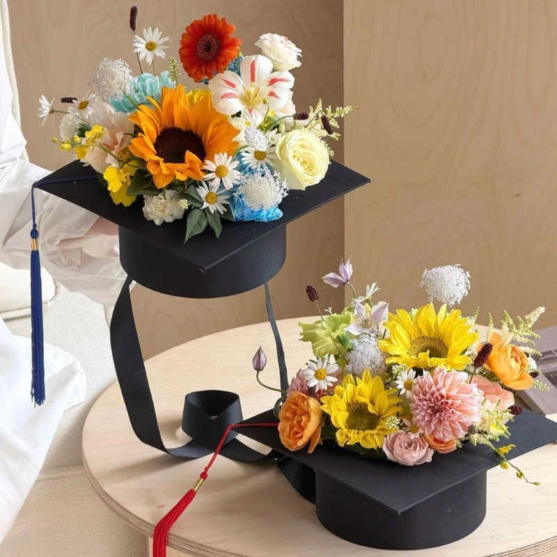 Graduation Bachelor's Hat Shaped for Sending Students Bouquet Gift Packaging Empty Boxs Children's Candy Gifts Decorative Box view 3
