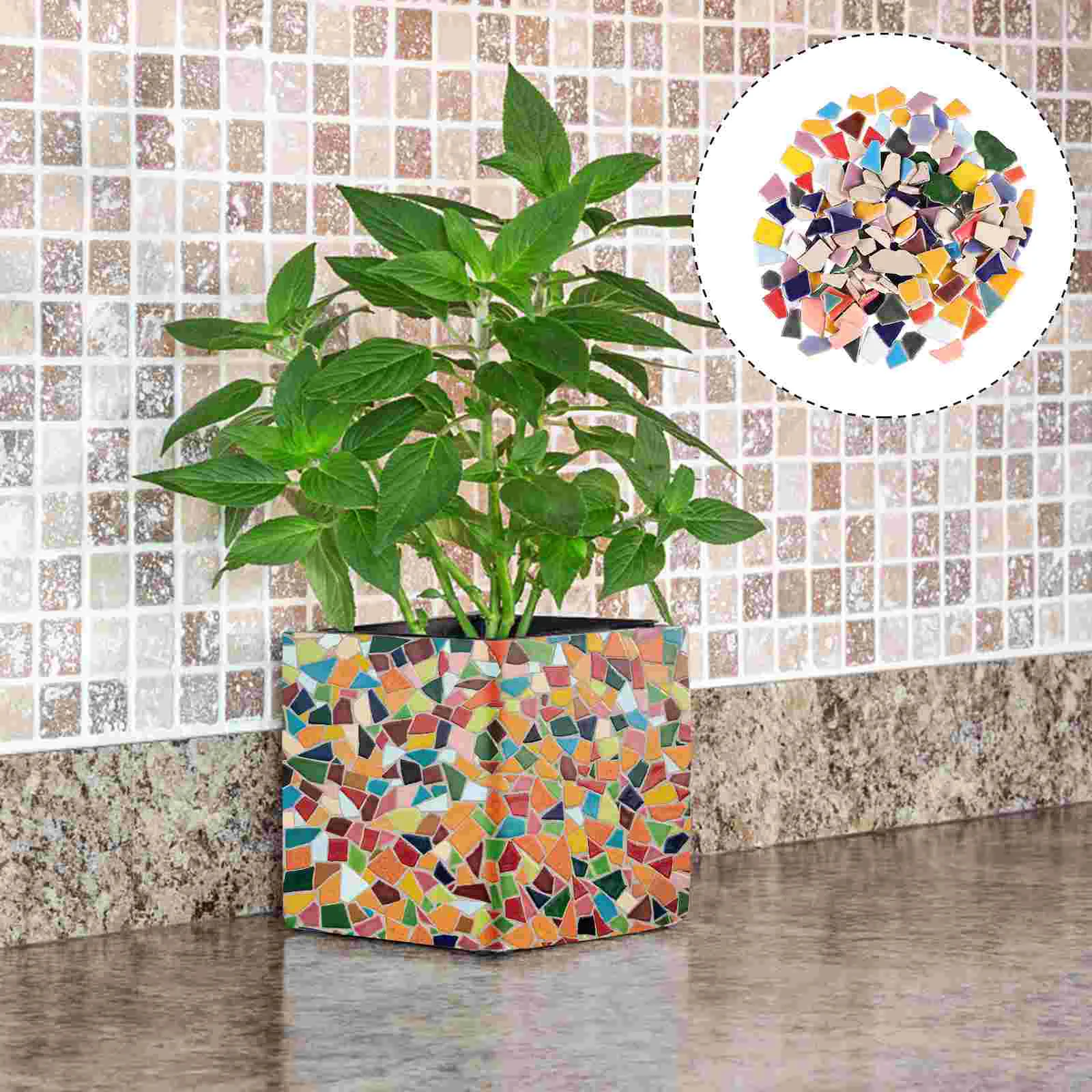 

200 G Ceramic Mosaic DIY Glazed Tile Small Bohemian Decor Ceramics Irregular Stone Assortment Child Gold Floor Mirror