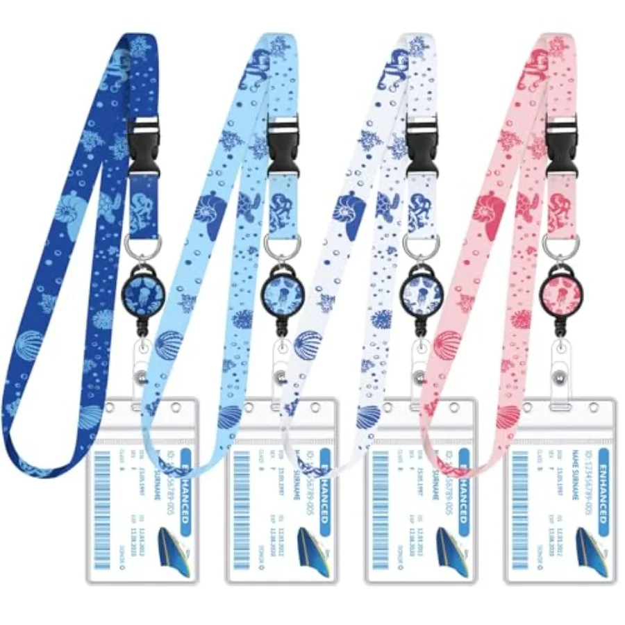 

4 Pack Cruise Lanyard for Ship Cards Lanyards with Retractable Badge Reels and Waterproof ID Badge Holder, 2026 Cruise Essentia