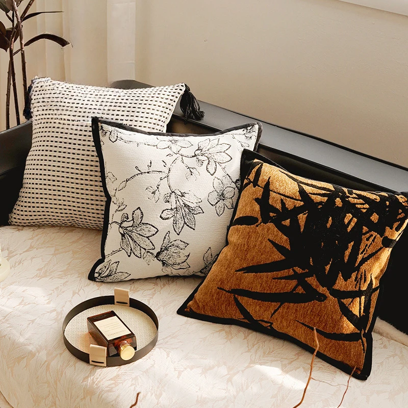 

30X45/45X45cm French Brown Throw Pillow Cover Chinese Antique Bamboo Couch Cushion Cover Decoration Sofa Pillowcase Home Decor