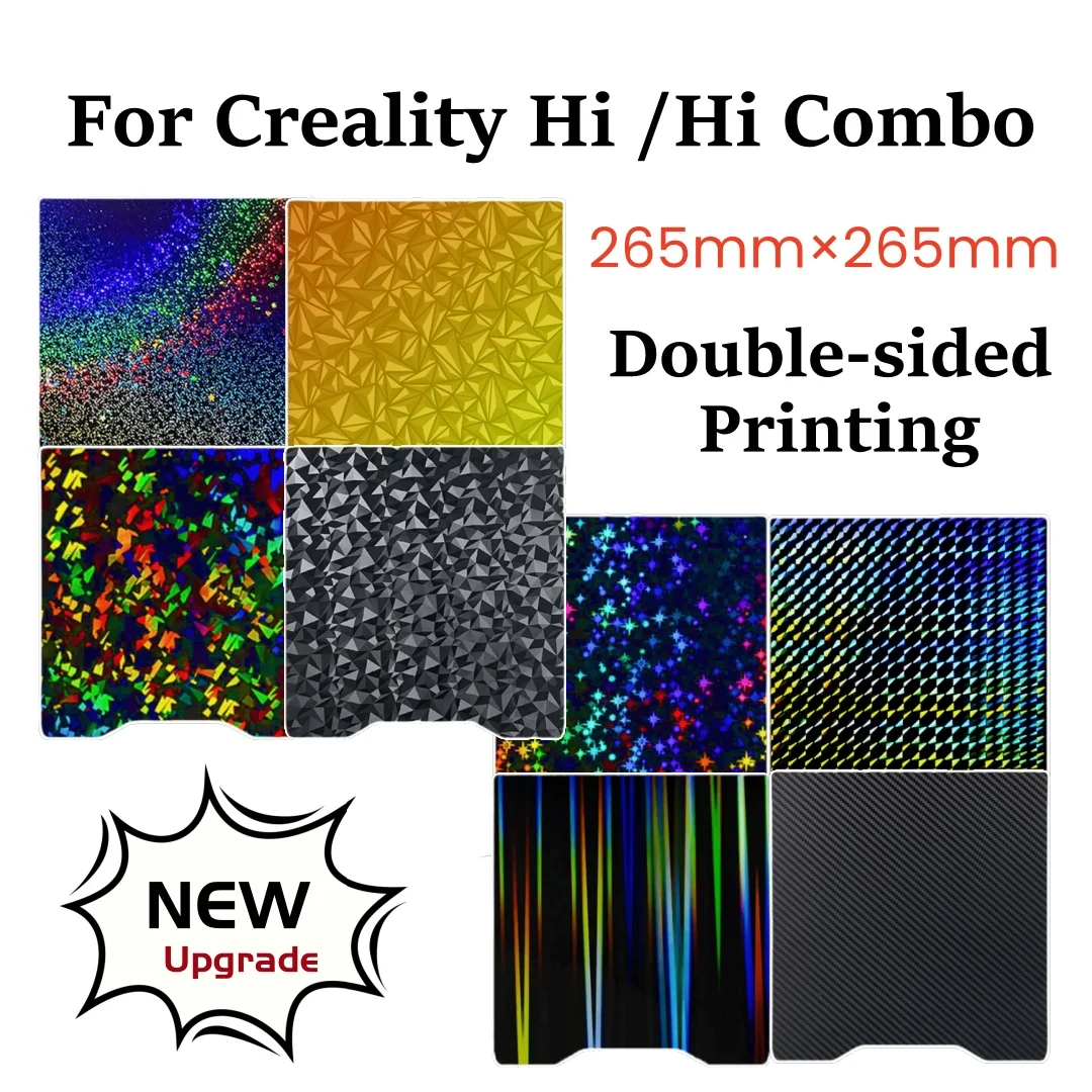 

265*265 мм для Creality Hi Build Plate, двухсторонняя PEI PEO PET PEY, грелка, пружинный стальной лист для Creality Hi Combo 3D-печать