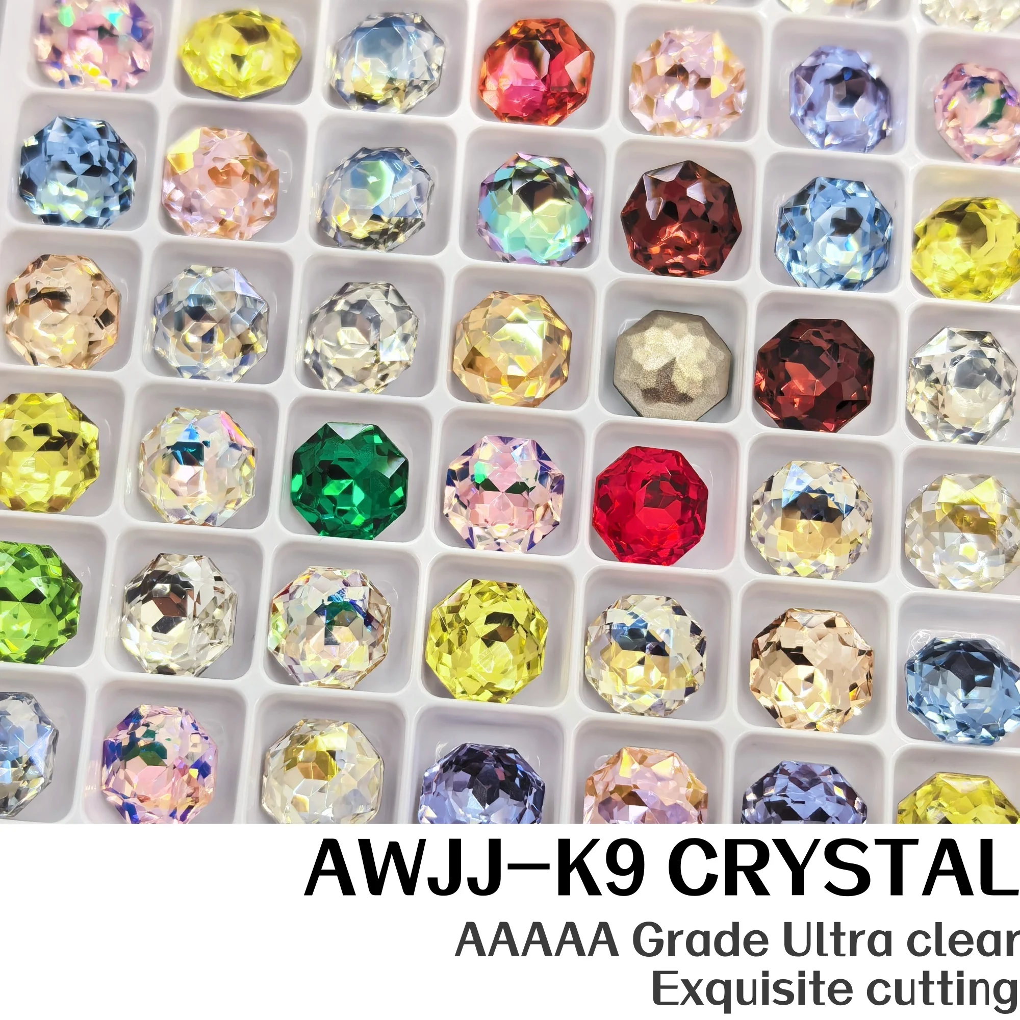 Board Pack 8mm K9 Crystal Octagonal Rose Shape Rhinestones Exquisite 8 Sides Rose Cut Stones for Nail Art Jewelry DIY
