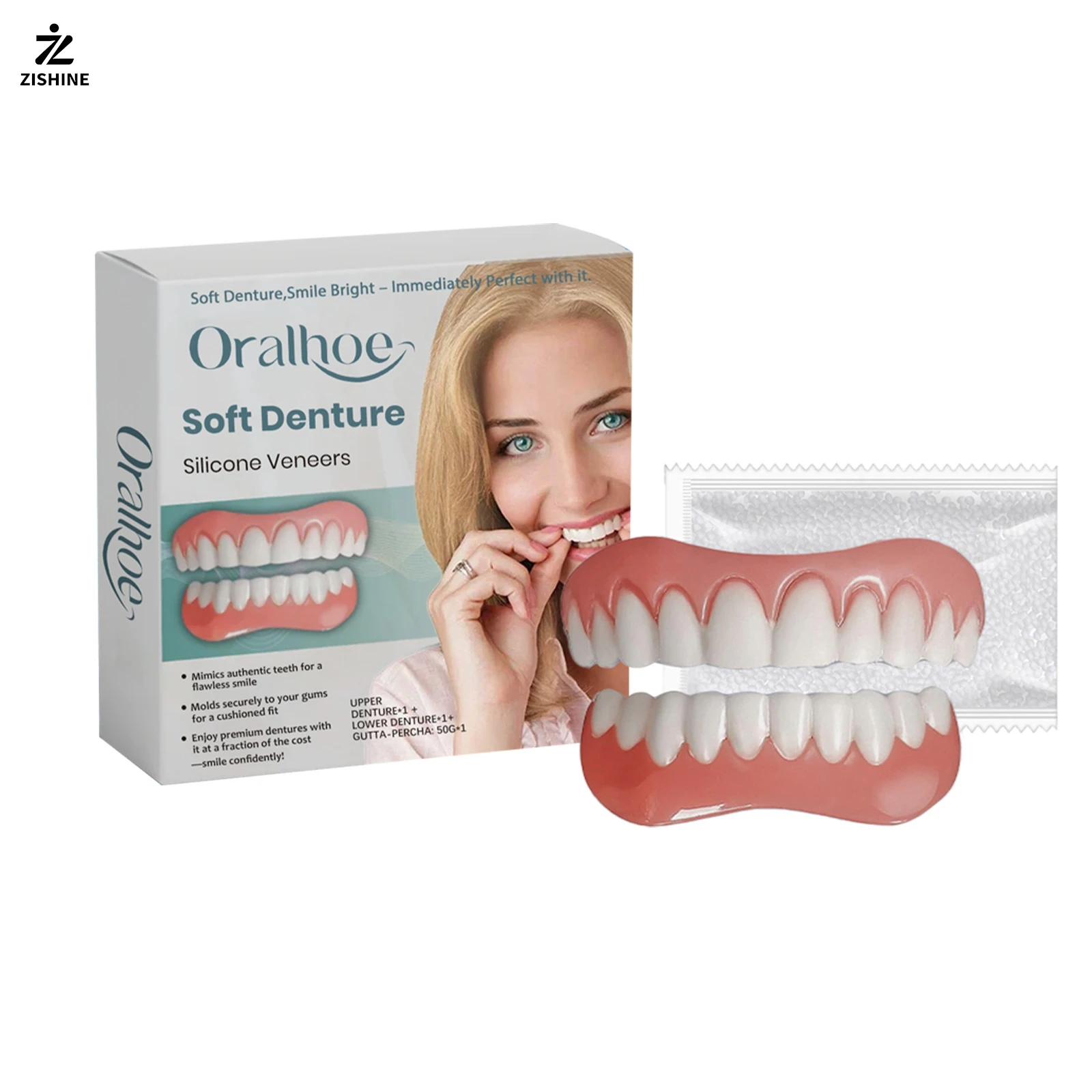1PC New denture braces set silicone upper and lower teeth veneer teeth whitening repair gap soft denture reline braces