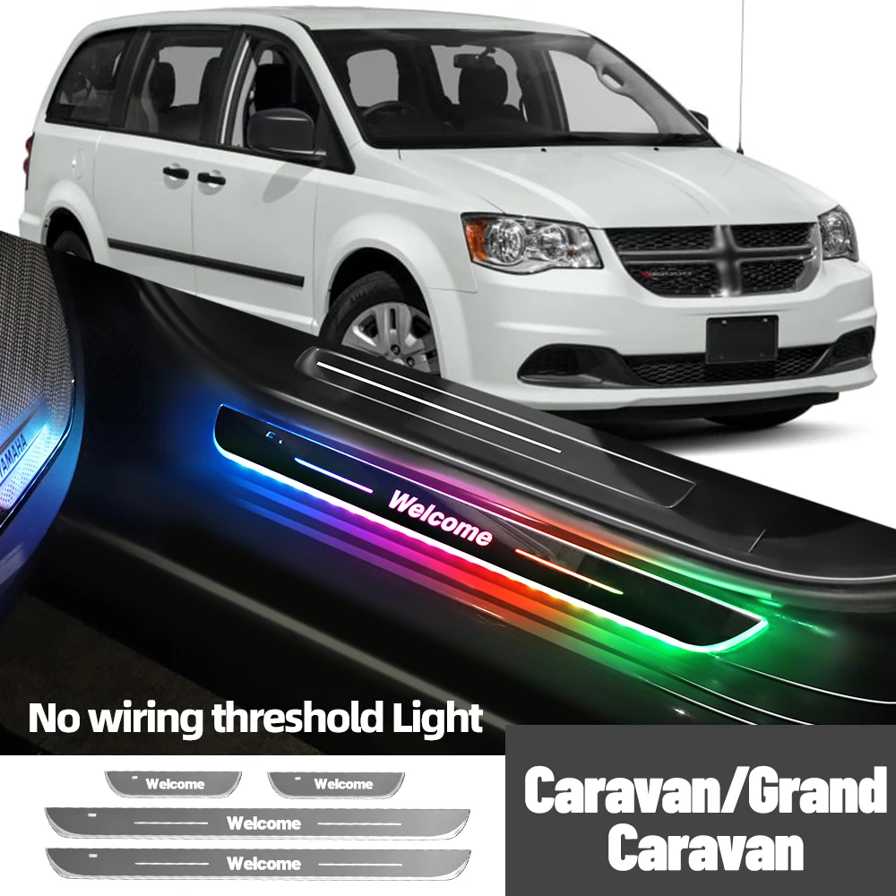 

For Dodge Grand Caravan 2000-2017 2009 2013 2016Car Door Sill Light Customized Logo LED Welcome Threshold Pedal Lamp Accessories