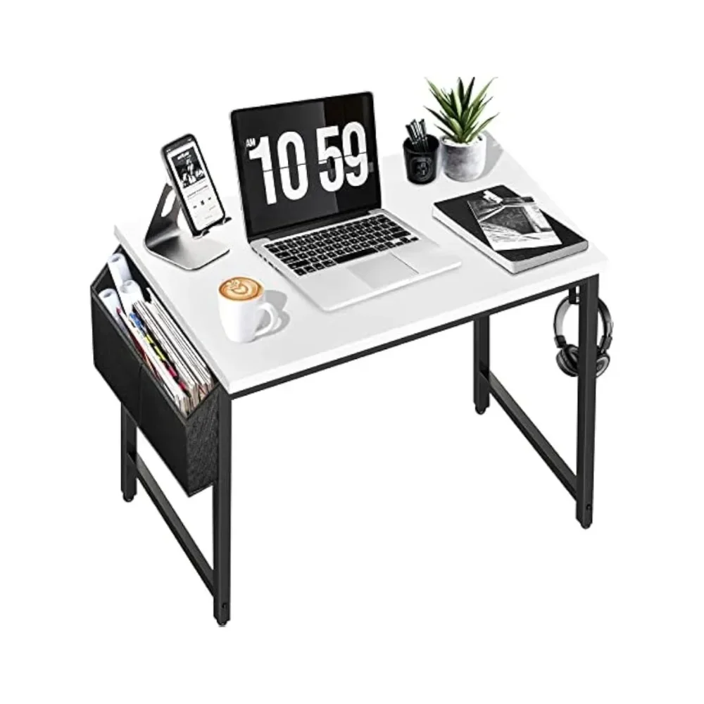 

Small Computer Desk for Bedroom White Modern Writing Table for Home Office Small Spaces Student Teens Study Work PC Desk 31 Inch