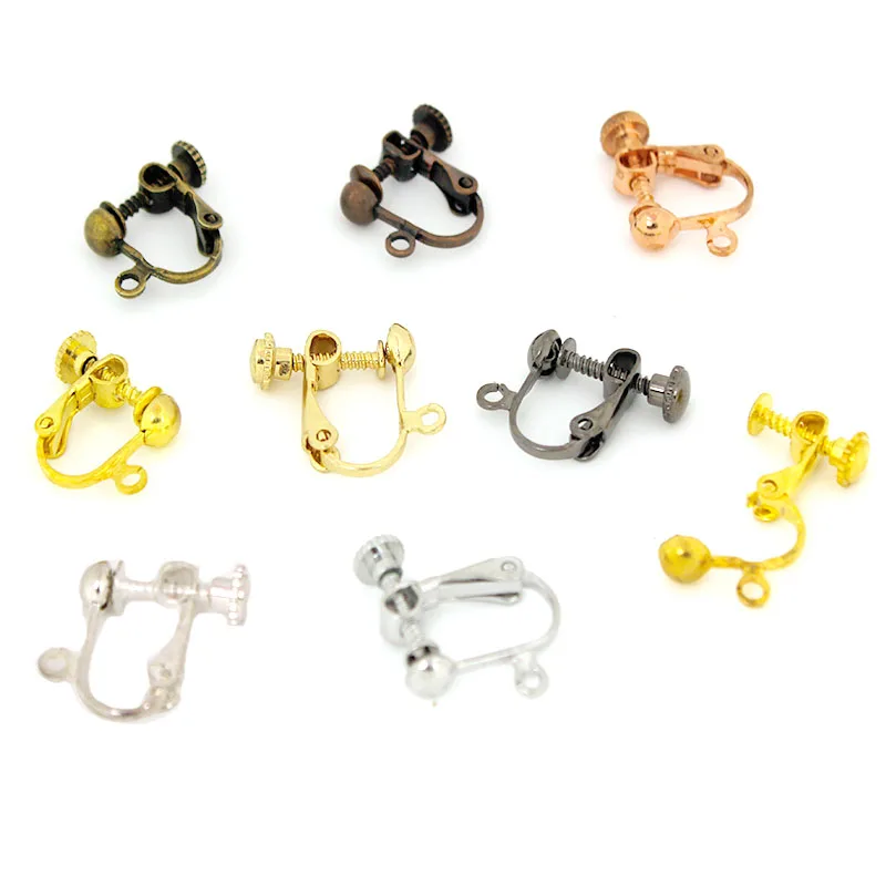 10Pcs Brass Screw Ear Clips Jewelry Accessories DIY Handmade Clip on Earrings Without Piercing for Women Jewelry Making Supplies