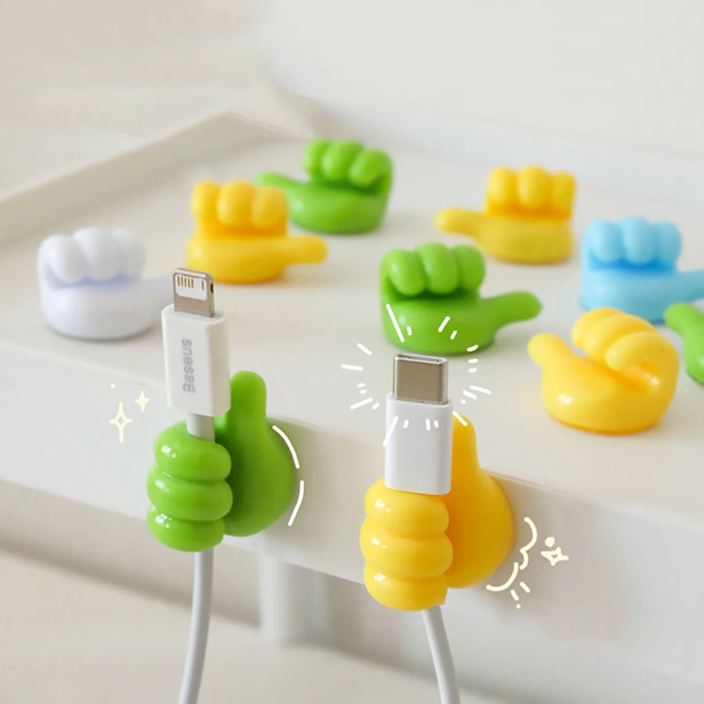 Multifunctional Thumb Hook Cartoon Creative Data Cable Storage Organization Wall Winding Fixer Wire Clip Holder Cable Manager