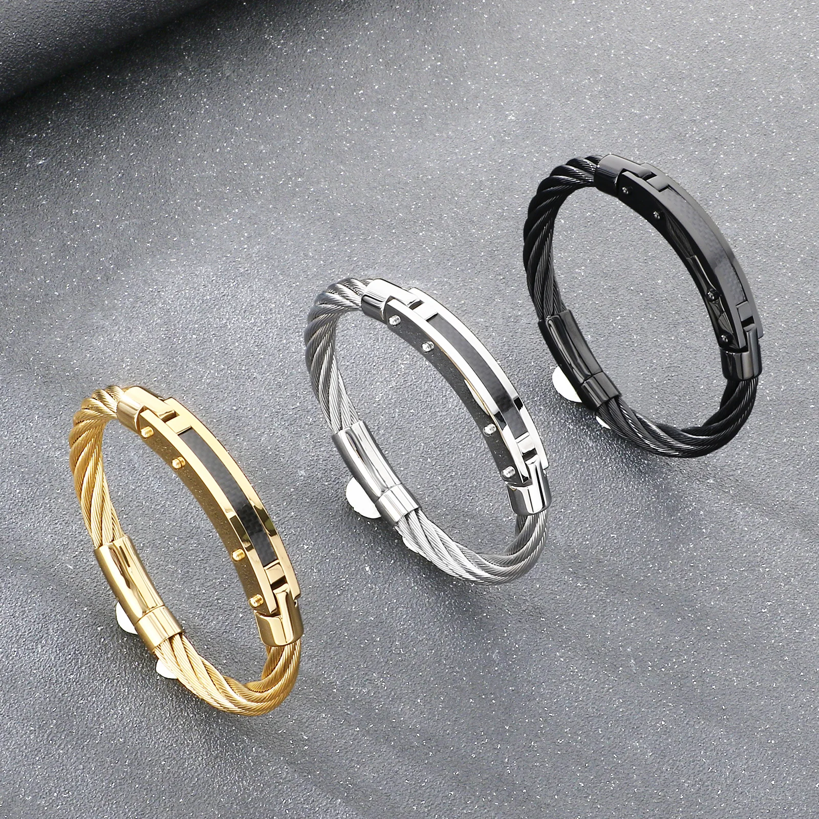 Men's Twisted Rope Chain Bangle Stainless Steel 304 KB210557-KFC Fashion Accessory for Stylish Men