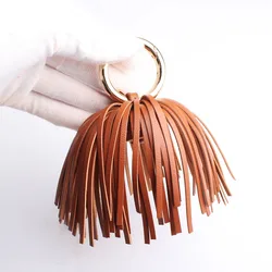 Natural Real Leather Tassel Keychain For Keys Car Key Chain Key Ring Women Bag Charm Pendant Girls