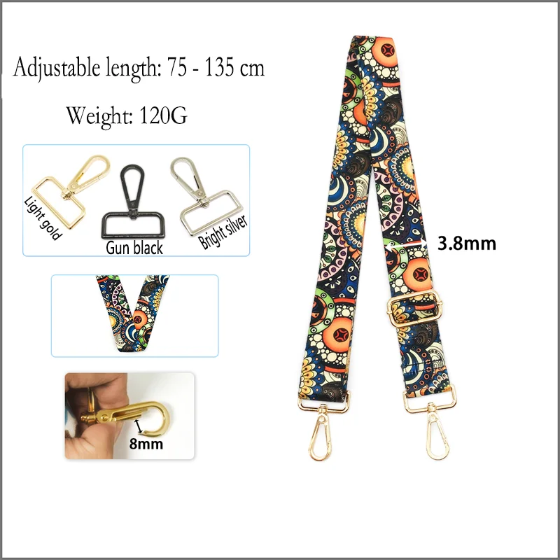 

3.8CM Colorful Bag Straps For Handbag Adjustable Single Shoulder Belt Strap For Shoulder Bag Bag Accessories Replacement Belt