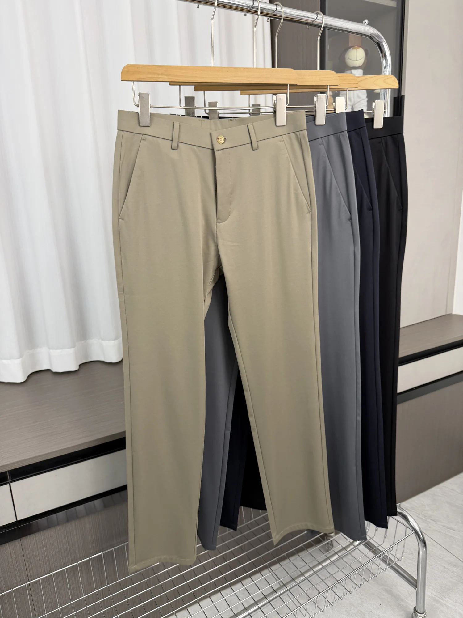 Smooth And Comfortable Straight Leg Casual Pants for Men Spring Summer Commute Breathable Fashionable mid Waist Casual Trousers