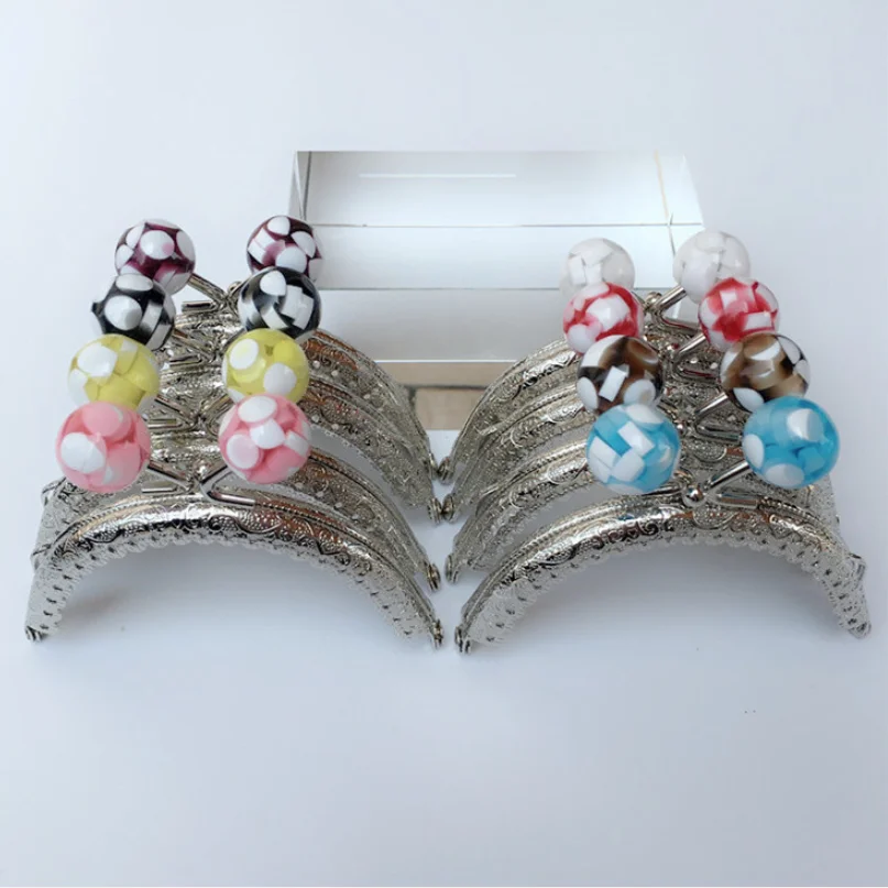 30pcs/20pcs/10pcs 8.5CM Candy head Bag Kiss Clasp silver semicircle Metal Coining Pattern Purse Frame DIY Bag Sewing Accessories