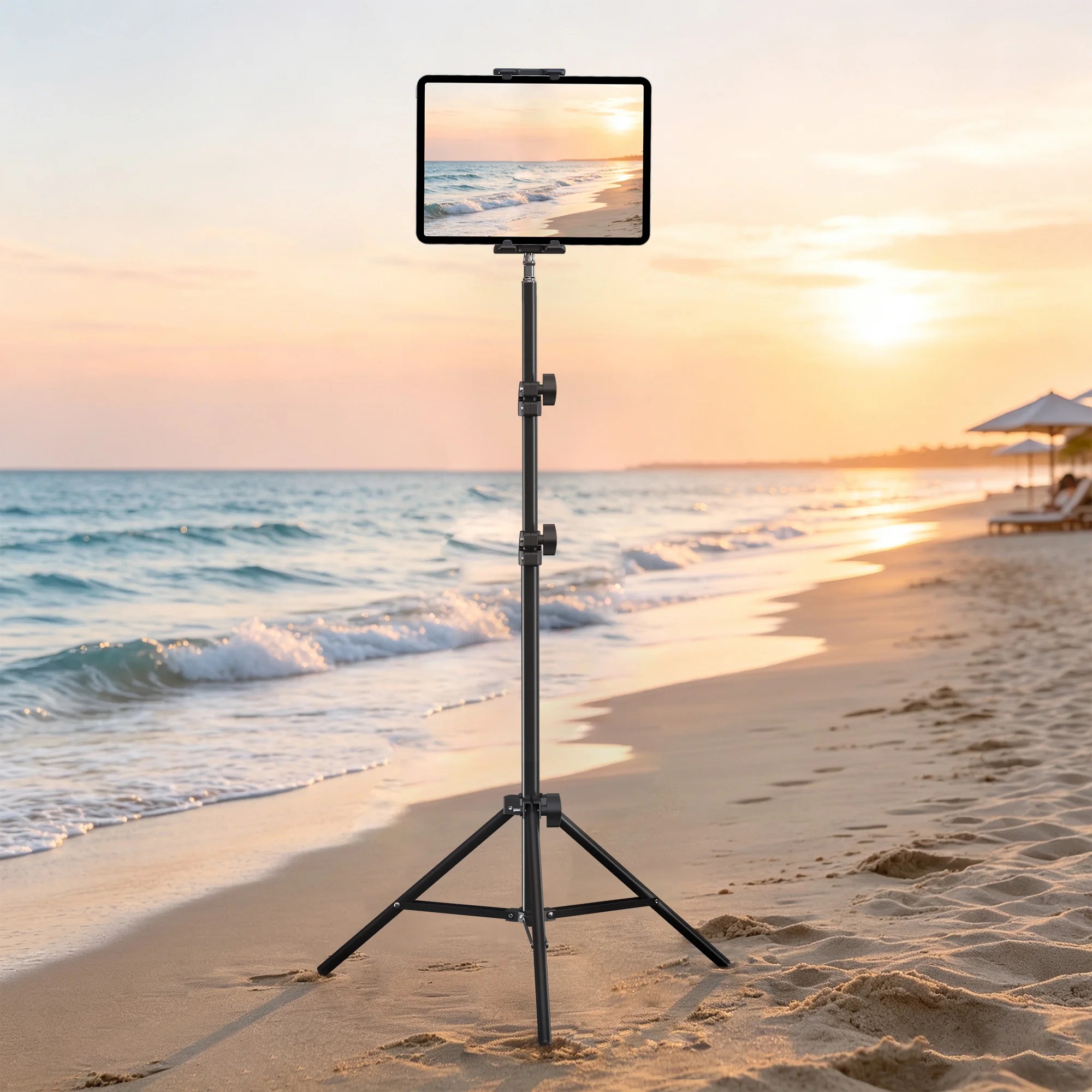 Floor Tripod Tablet Phone Mount Stand 1/4 Screw Height Adjustable Recording Bracket Tablet Holder for Video Recording Navigation
