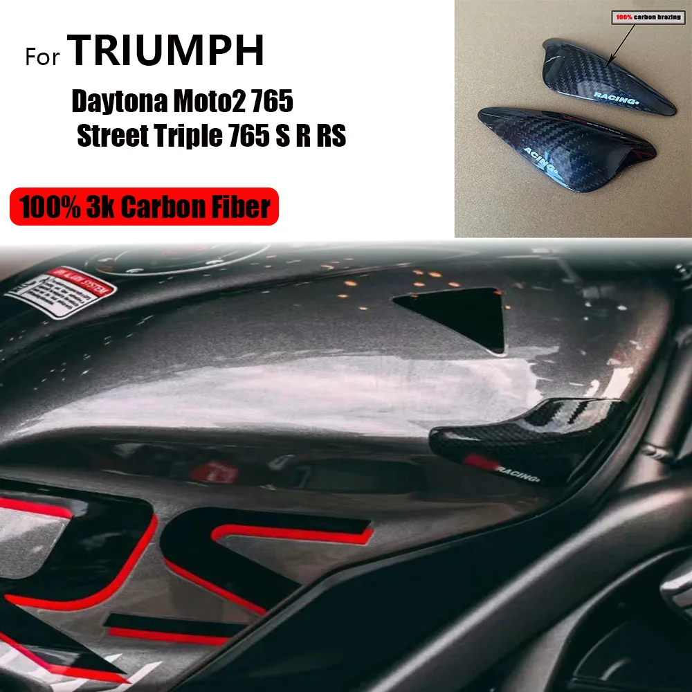 Motorcycle Fuel Tank Corner Protection Slip Carbon Fiber Decorative Protective For Daytona Moto2 765 / Street Triple 765 S R RS