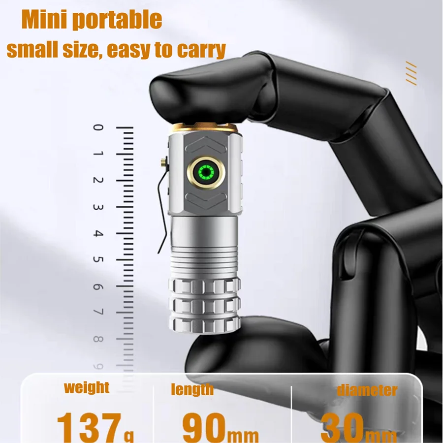 Portable Mini Ultra Bright Flashlight 18500 Rechargeable Torch with Magnet Powerful Waterproof Emergency Camping LED Flashlights view 6